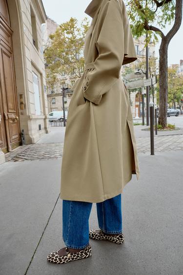 Zara Туфли балетки из кожи с принтом