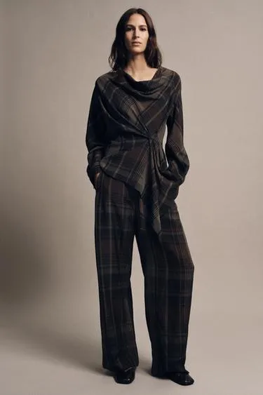 Топ в клетку со сборками — ZW COLLECTION