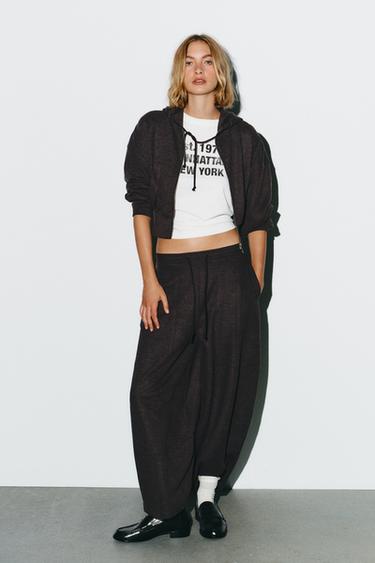 Zara Укороченное худи с капюшоном