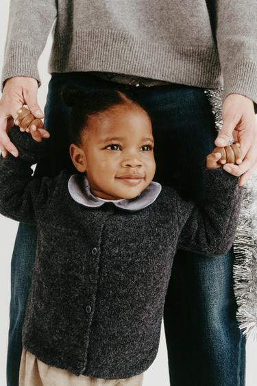 Zara Вельветовый кардиган с круглым воротником