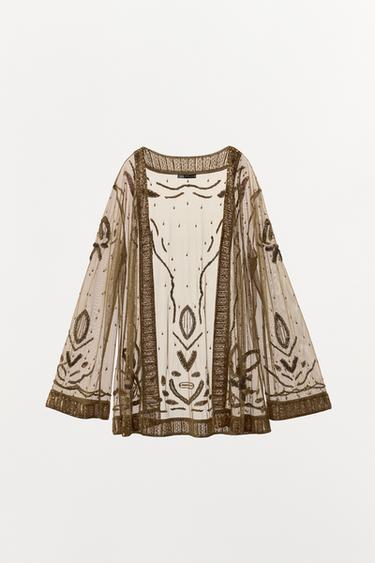 Zara Куртка с вышивкой, бусинами и пайетками купить с доставкой.