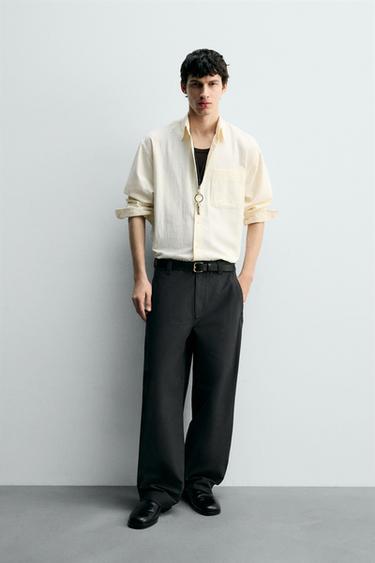 Zara Рубашка с текстурой в полоску купить с доставкой.