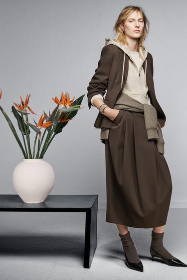 Zara Юбка со складками и шерстью — ZW COLLECTION