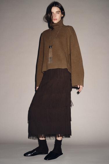 Zara Юбка-карандаш с бахромой — ZW COLLECTION