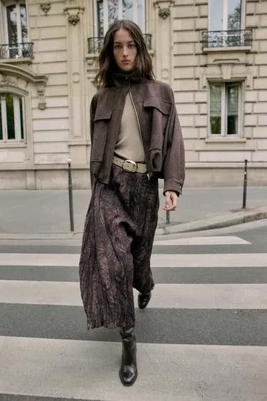 Юбка миди с принтом и ремнем- Заказать в России