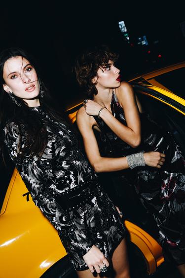 Zara Бархатное платье с вышивкой