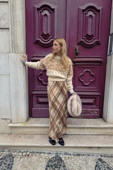 Жаккардовый свитер из трикотажа с эффектом ворса- Заказать в России