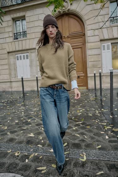 Zara Прямой вязаный джемпер