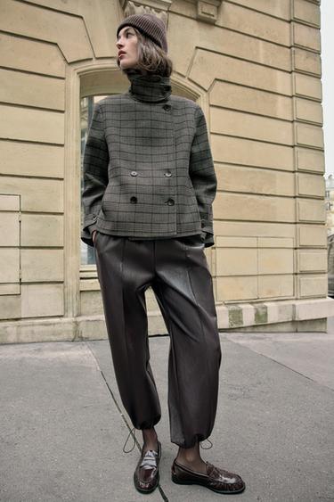 Zara Брюки-бомберы из искусственной кожи