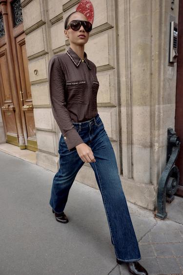 Zara Рубашка с окантовкой и рельефным узором купить с доставкой.