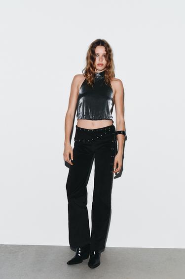 Zara Эластичный топ с горловиной халтер