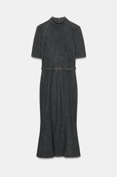 Zara Платье из мягкой ткани с поясом
