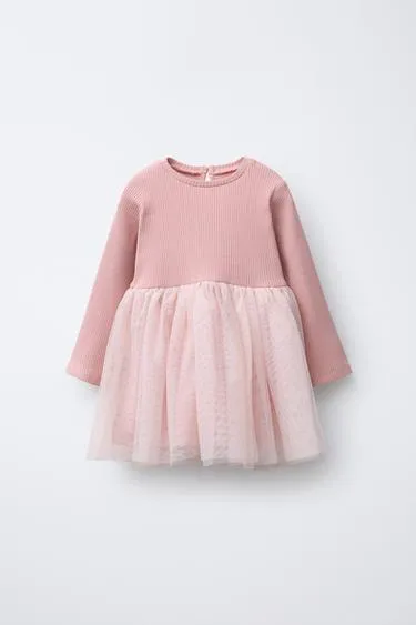 Комбинированное платье из туля с блёстками- Заказать в России