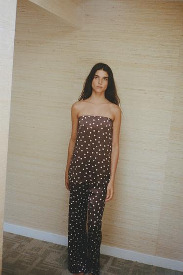 Zara Атласный топ без бретелей