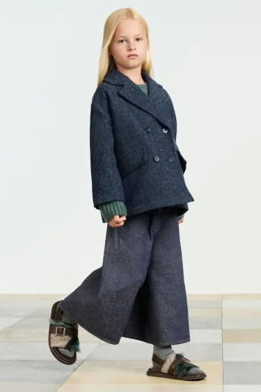 Пальто из меланжевой ткани с лацканами- Заказать в России