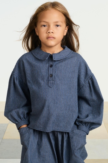 Zara Рубашка в полоску с воротником-петерпан и длинными рукавами с пышными манжетами на пуговицах