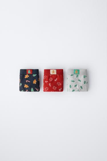 Zara 2-3 года/набор из трех трусов-боксеров с принтом дерева и печенья купить с доставкой.