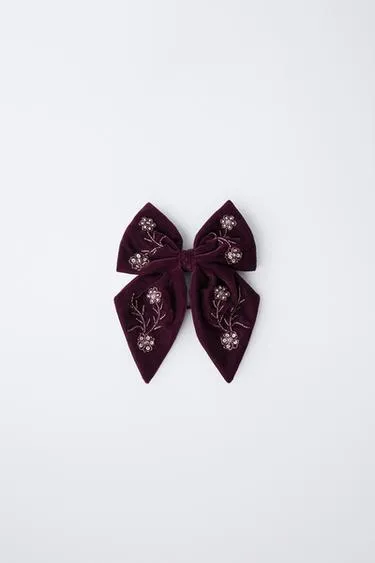 Резинка-заколка с бархатным бантом и пайетками- Заказать в России