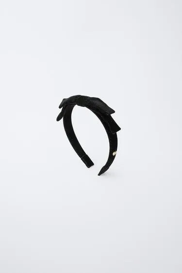 Бархатный ободок с бантом и блестками