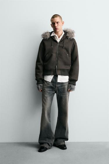 Zara Стеганая куртка с эффектом замши