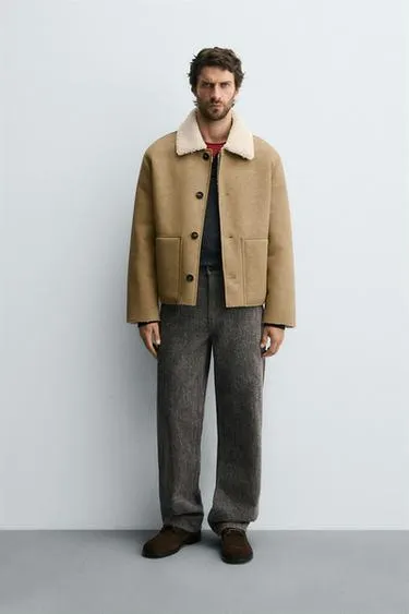 Куртка из искусственной кожи с меховой подкладкой- Заказать в России