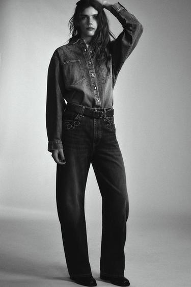 Zara Джинсы TRF с металлическими заклепками купить с доставкой.