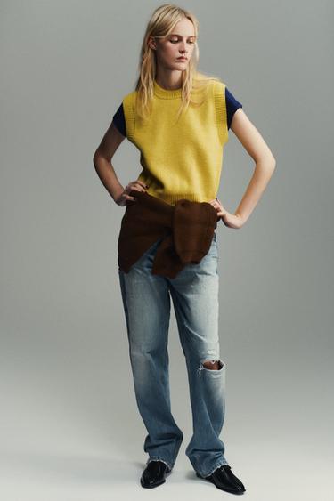 Zara Мягкий трикотажный жилет купить с доставкой.