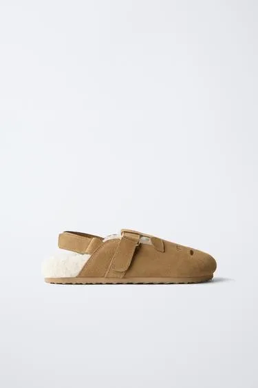 Сабо из кожи с анималистическим принтом