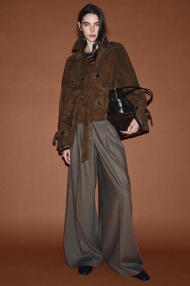 Zara Короткий тренч из замши — ZW COLLECTION LIMITED EDITION купить с доставкой.