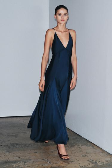 Zara Длинное атласное платье из коллекции ZW