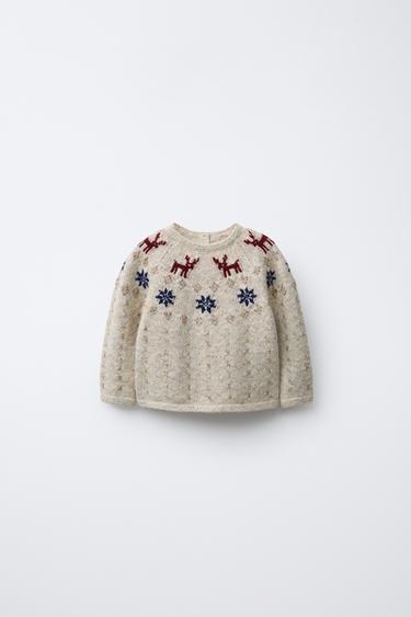 Zara Вязаный свитер «звезды и олени»