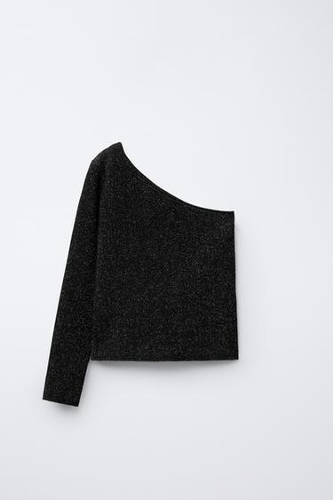 Zara Асимметричный свитер с блестящими деталями