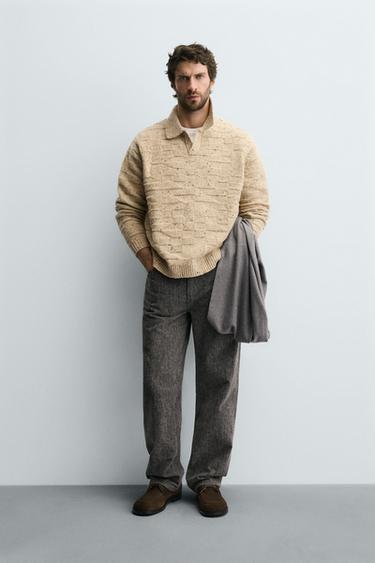 Zara Поло из вязаной шерсти с пуговицами