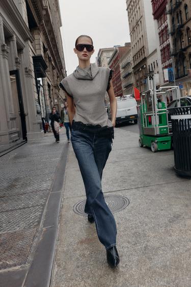 Zara Топ с узором пепельница из кружева