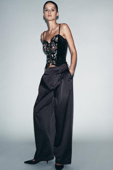 Zara Бархатный корсет с вышивкой купить с доставкой.