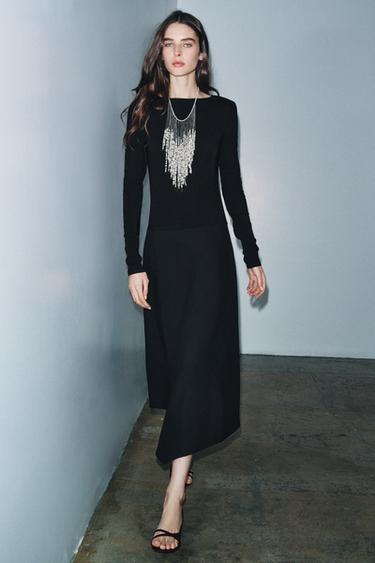 Zara Комбинированное платье — ZW COLLECTION