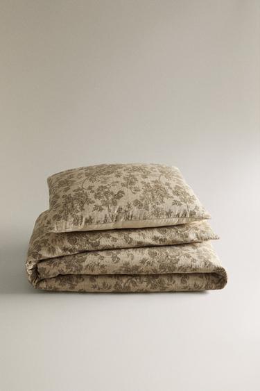 Zara Одеяло из хлопка и льна с цветочным узором