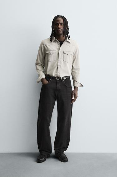 Zara Джинсовая рубашка в ковбойском стиле