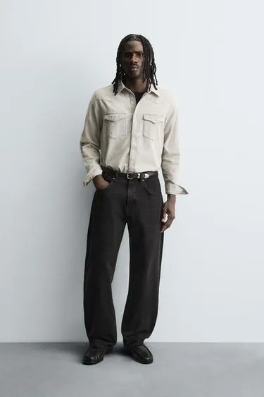 Джинсовая рубашка в ковбойском стиле