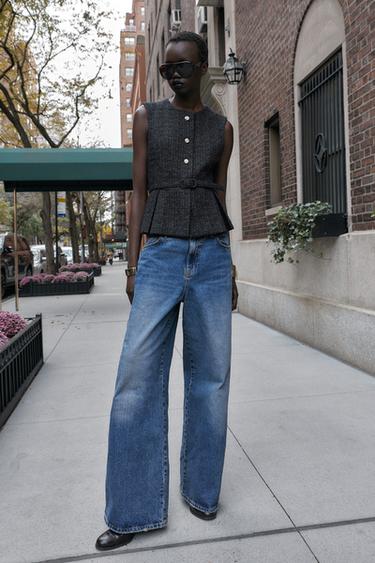 Zara Жилет из рельефной ткани с ремнем и блестящей нитью купить с доставкой.