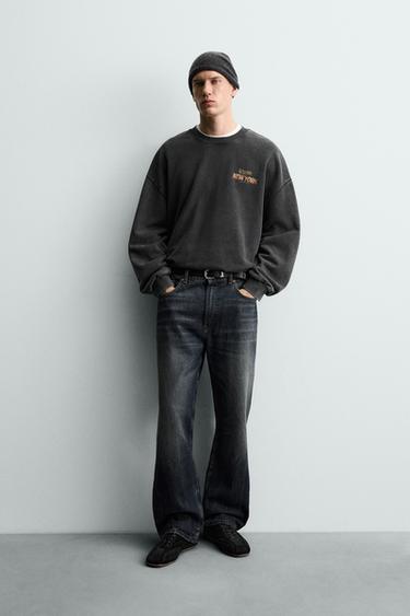 Zara Толстовка с эффектом потертости и надписью
