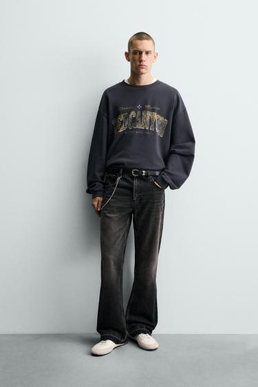 Zara Свитшот с надписью и мятным эффектом