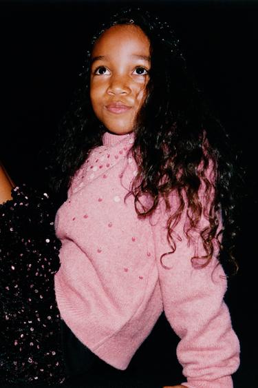 Zara Вязаный свитер с пайетками купить с доставкой.