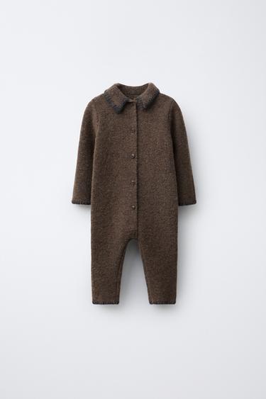 Zara Вязаный комбинезон с контрастными деталями