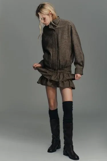 Юбка-шорты из шерстяной ткани в елочку