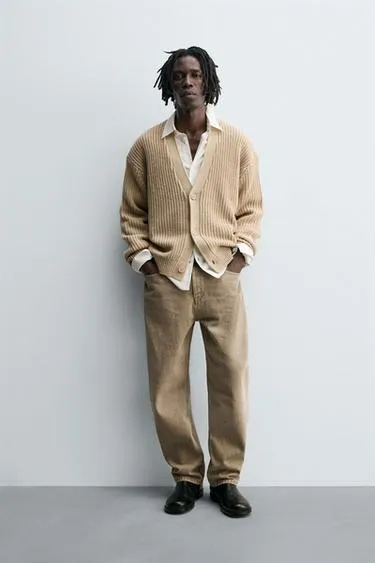 Кардиган из рубчикового трикотажа