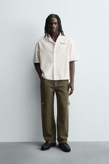 Zara Рубашка свободного кроя с принтом