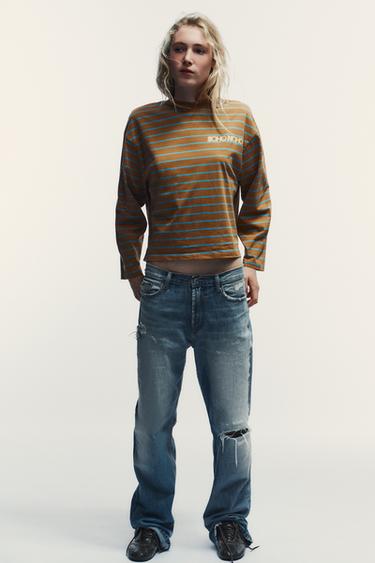 Zara Футболка в полоску с текстом