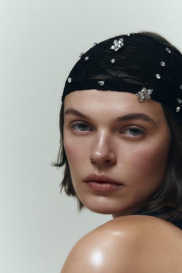 Zara Кружевной ободок со стразами