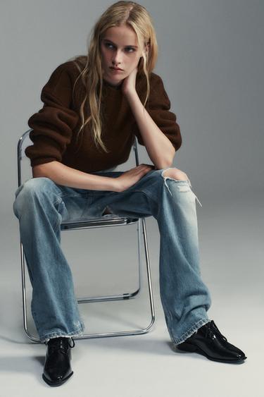 Zara Кожаные туфли-дерби со шнуровкой